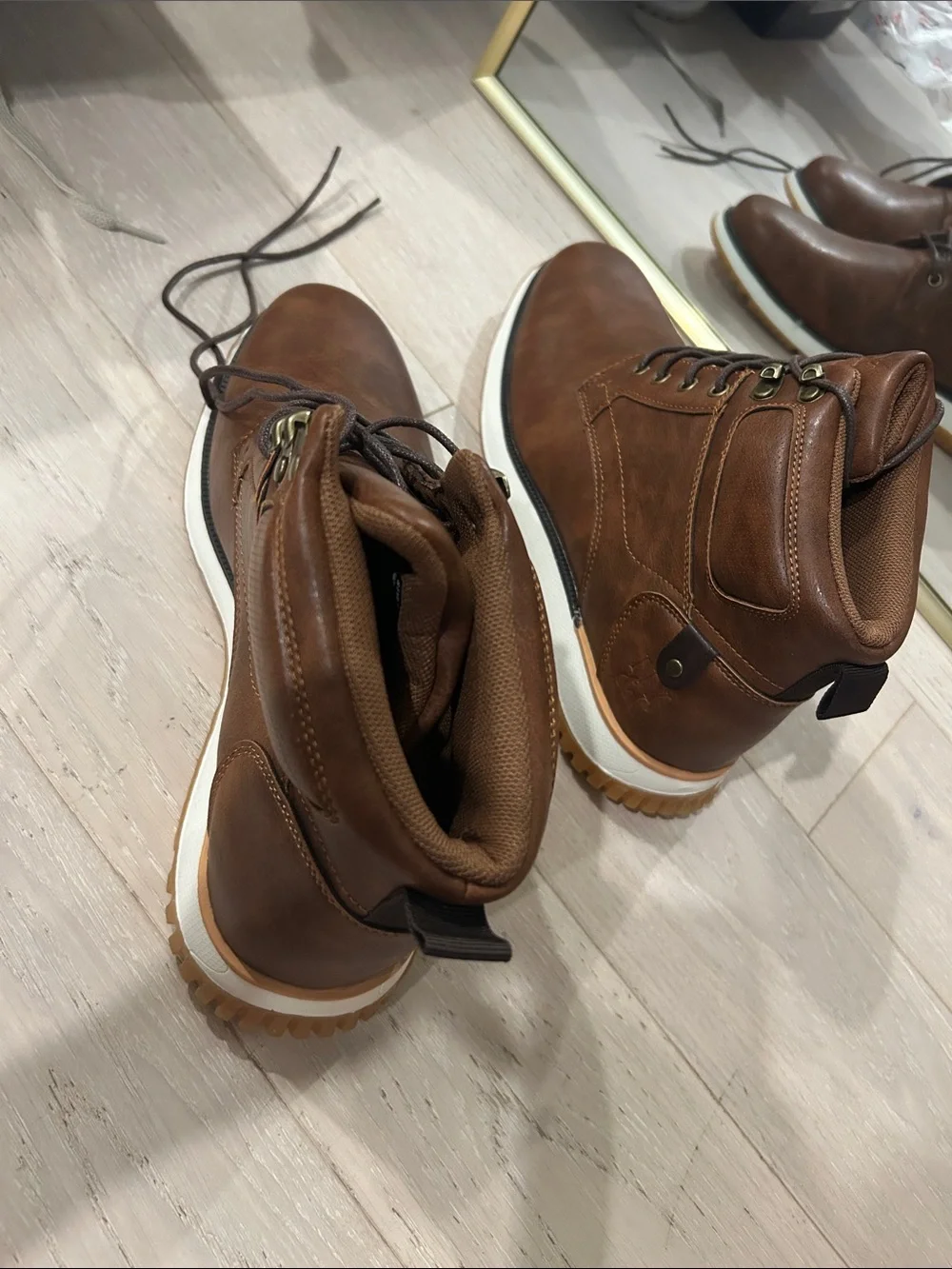 New York & Company Men's Brown Lace-Up Work Boots